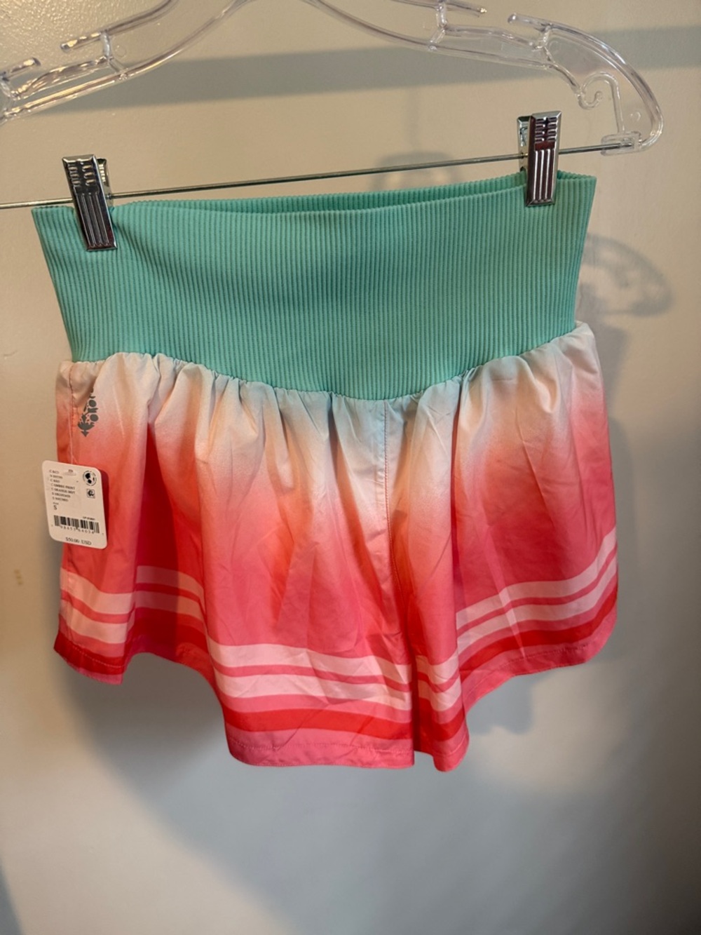 FP Movement by Free People Mint Waistband Coral Ombre Athletic Shorts - Picture 3 of 3